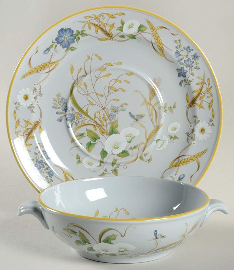 Summer Harvest Footed Cream Soup Bowl & Saucer Set by Spode-1