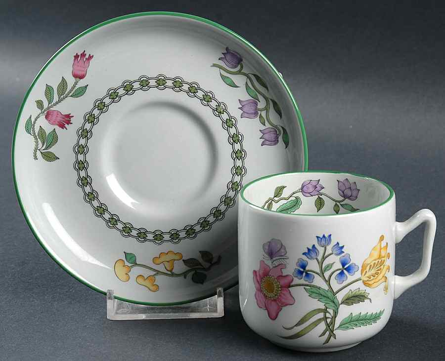Summer Palace (Fine Stone) Flat Demitasse Cup & Saucer Set by Spode-1