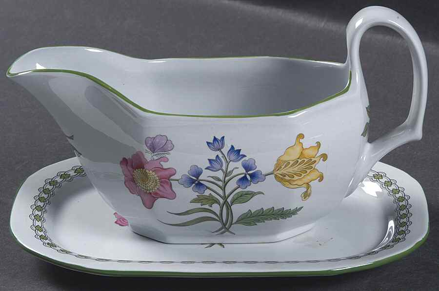 Summer Palace (Fine Stone) Gravy Boat & Underplate/Relish by Spode-1
