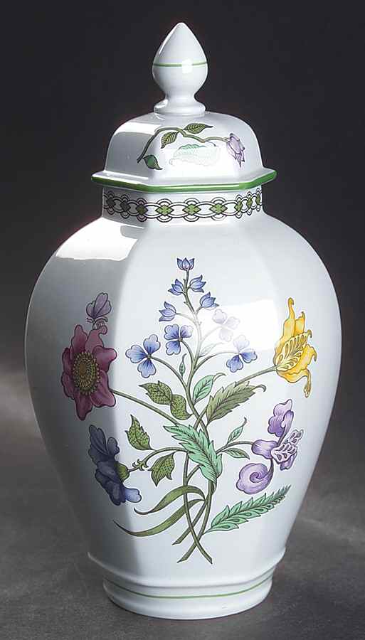 Summer Palace (Fine Stone) Hexagonal Vase with Lid by Spode-1