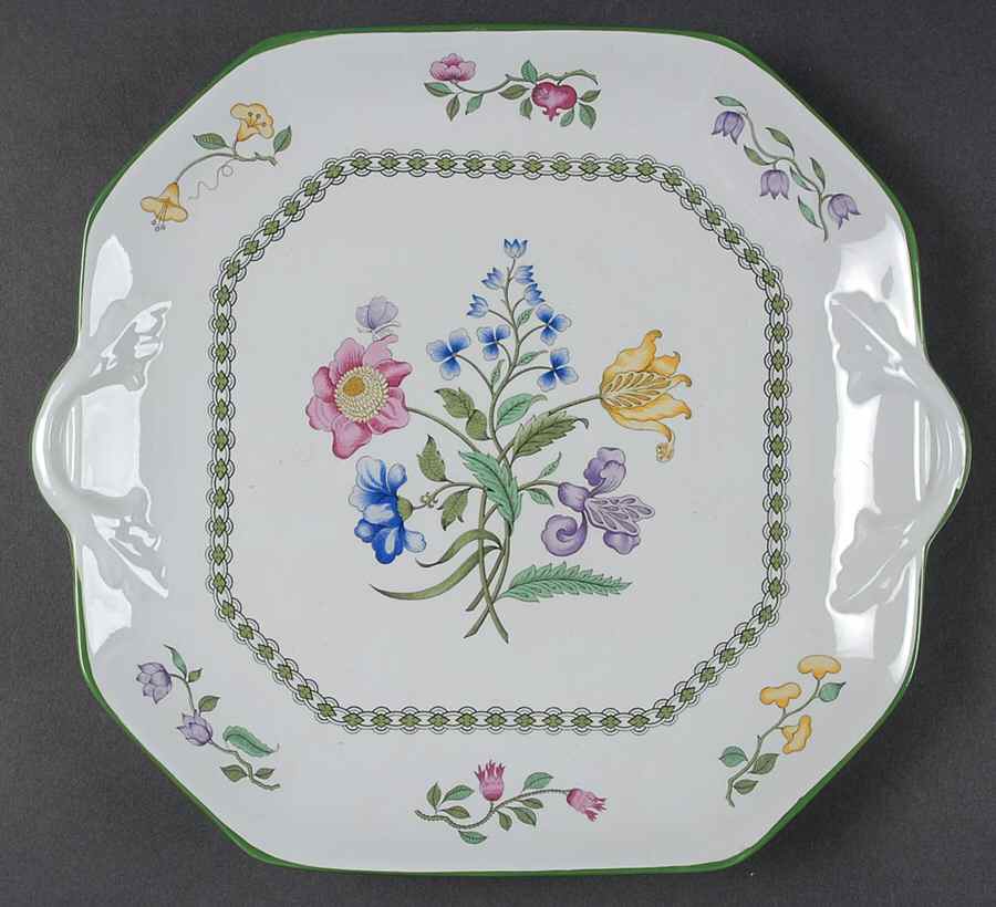 Summer Palace (Fine Stone) Square Handled Cake Plate by Spode-1
