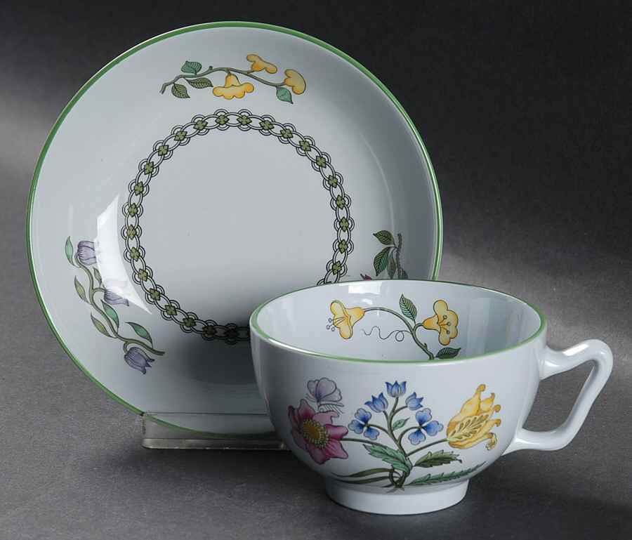 Summer Palace (Fine Stone) Canton Shape Footed Cup & Saucer Set by Spode-1