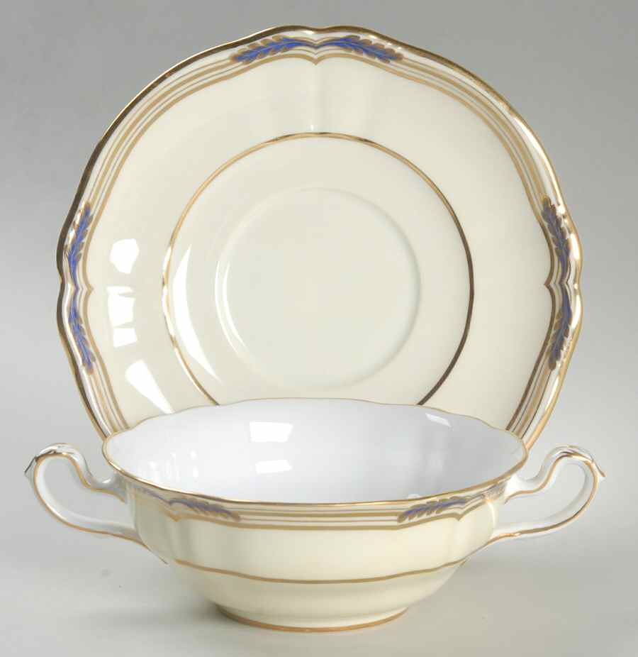 Sutherland Footed Cream Soup Bowl & Saucer Set by Spode-1