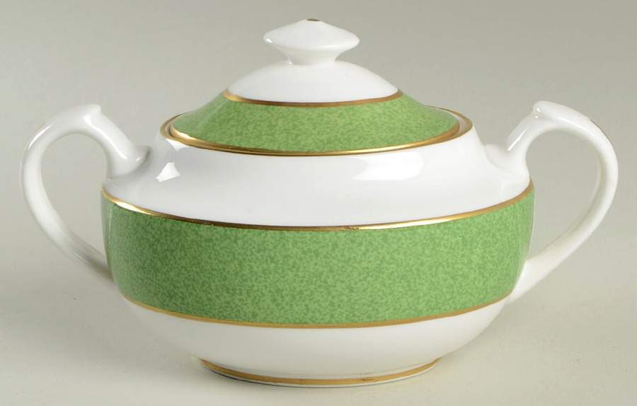 Sutton Apple Green Sugar Bowl & Lid by Spode-1