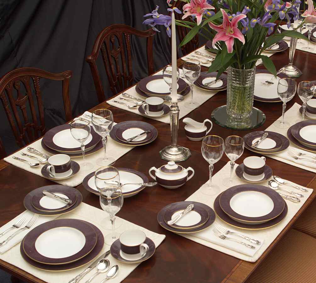 Sutton Aubergine (Dark Purple) 53 Piece Estate Set by Spode-1