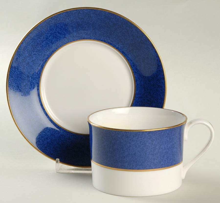 Sutton Georgian Blue Flat Cup & Saucer Set by Spode-1