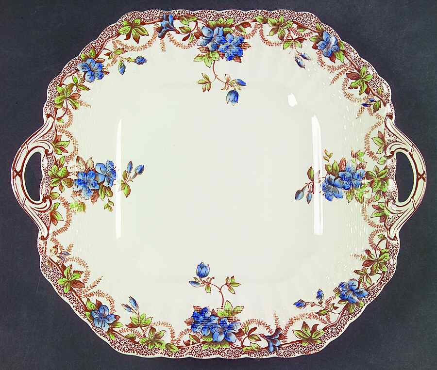 Sydney Blue Square Handled Cake Plate by Spode-1