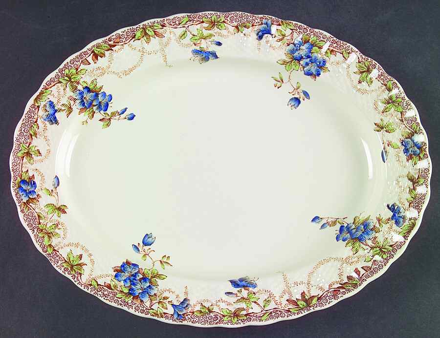 Sydney Blue 13" Oval Serving Platter by Spode-1