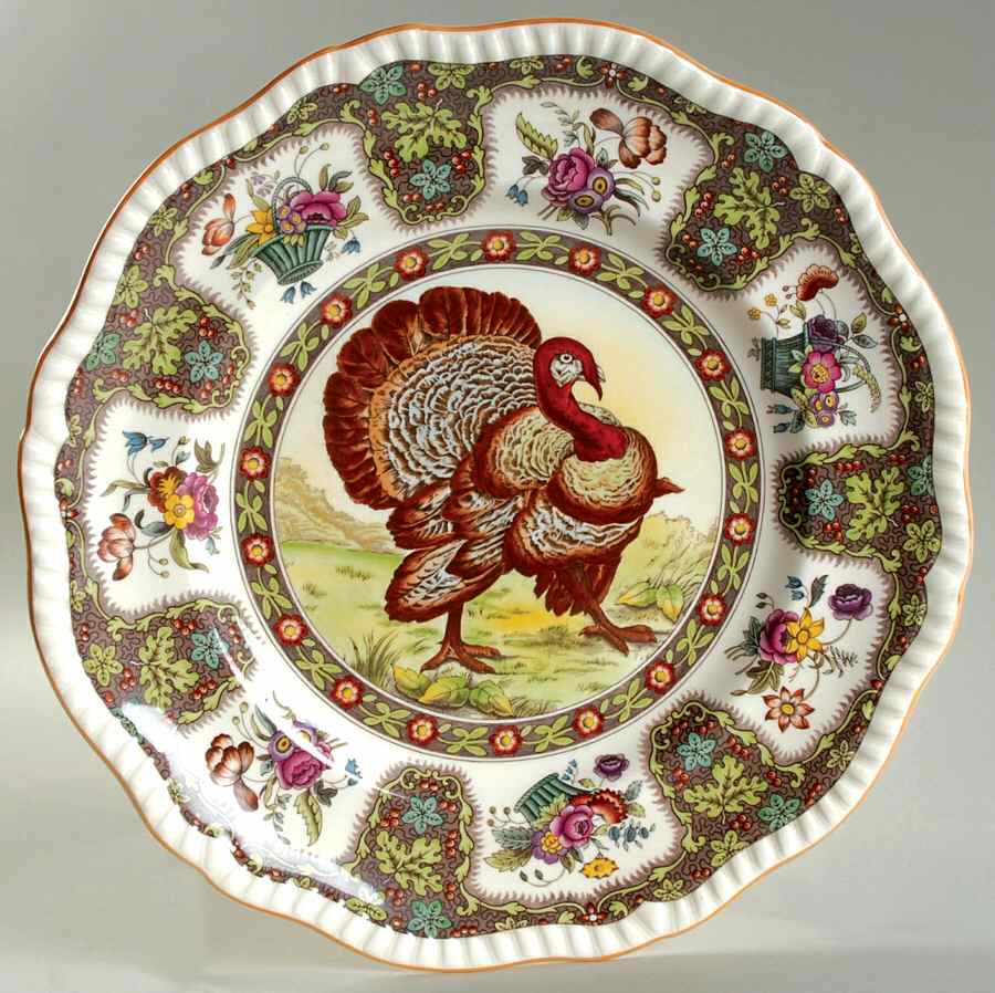 Thanksgiving (Orange Trim) Dinner Plate by Spode-1