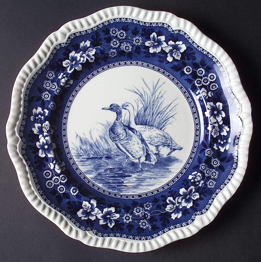 Tower Blue (Game Bird In Center) Dinner Plate by Spode-1