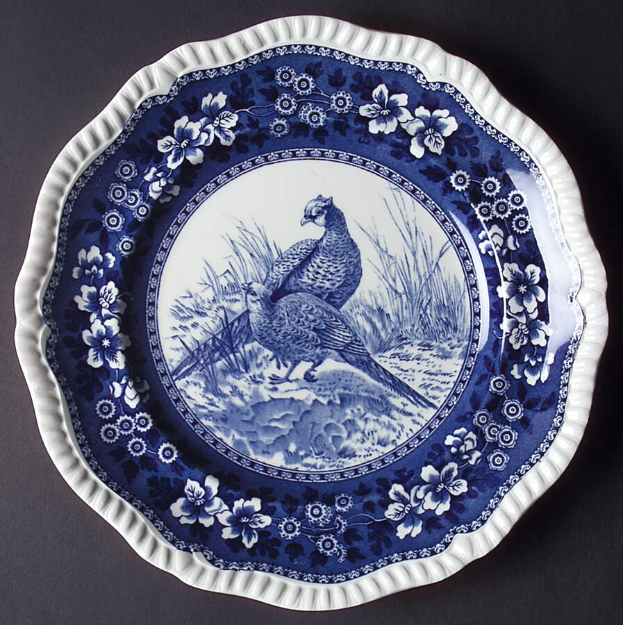 Tower Blue (Game Bird In Center) Dinner Plate by Spode-1