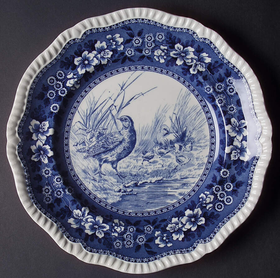 Tower Blue (Game Bird In Center) Dinner Plate by Spode-1