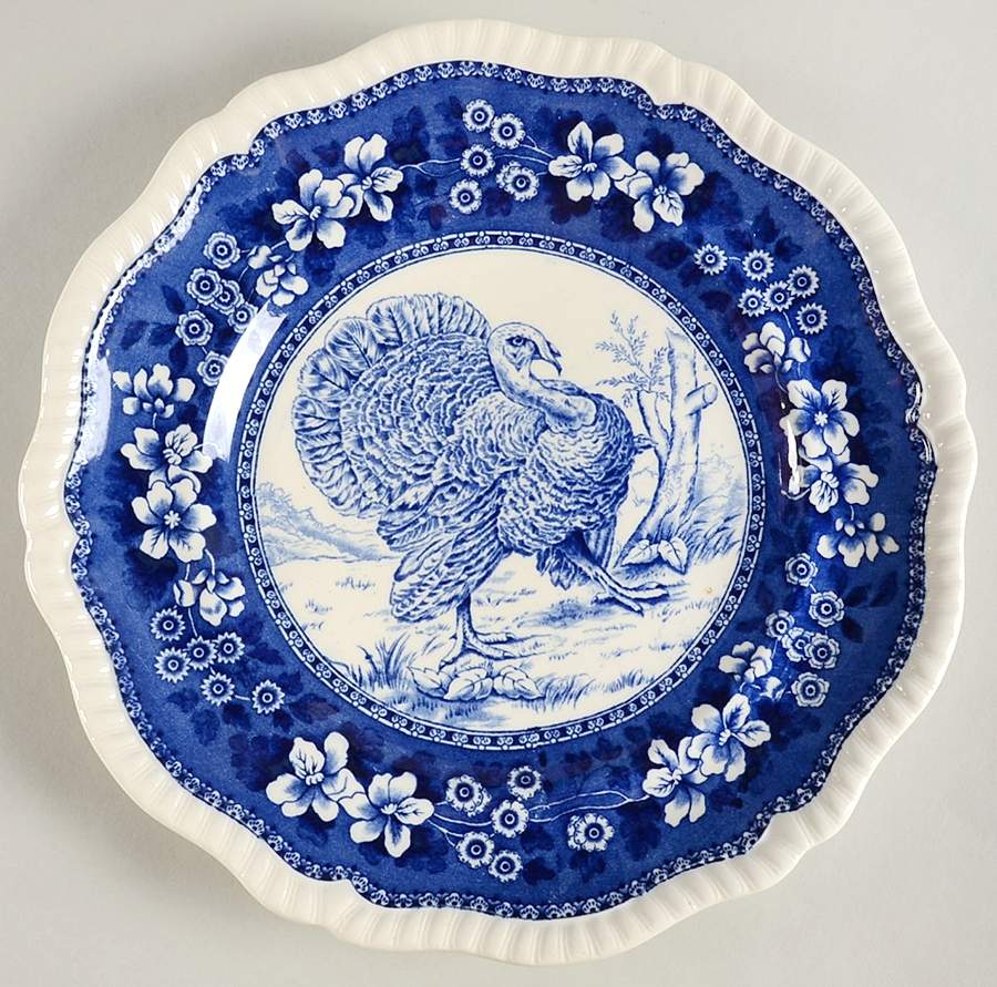 Tower Blue (Game Bird In Center) Dinner Plate by Spode-1