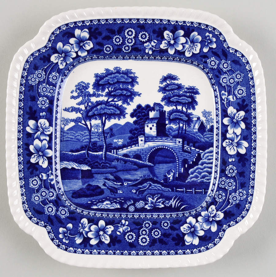 Tower Blue (Newer Backstamp) Square Salad Plate by Spode-1