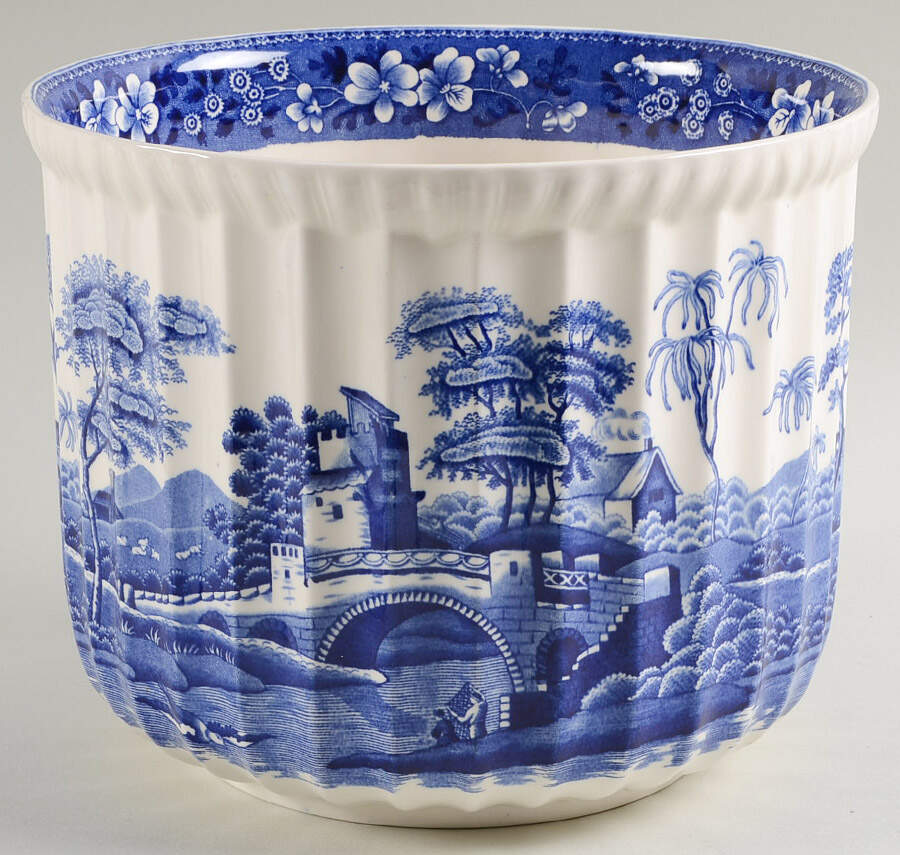 Tower Blue (Newer Backstamp) 6" Cachepot by Spode-1