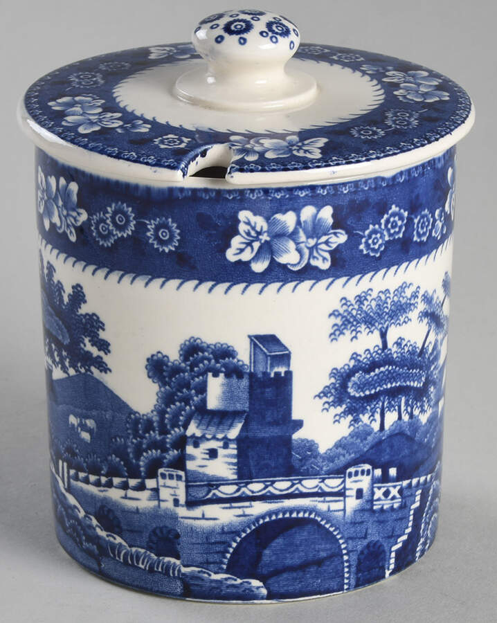 Tower Blue (Newer Backstamp) Jam/Jelly & Lid by Spode-1