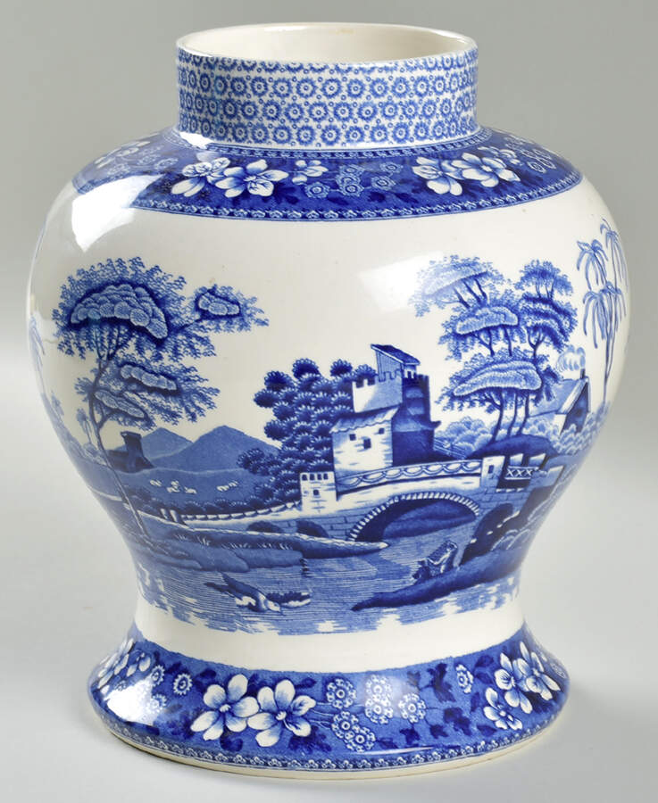 Tower Blue (Newer Backstamp) Medium Ginger Jar No Lid by Spode-1