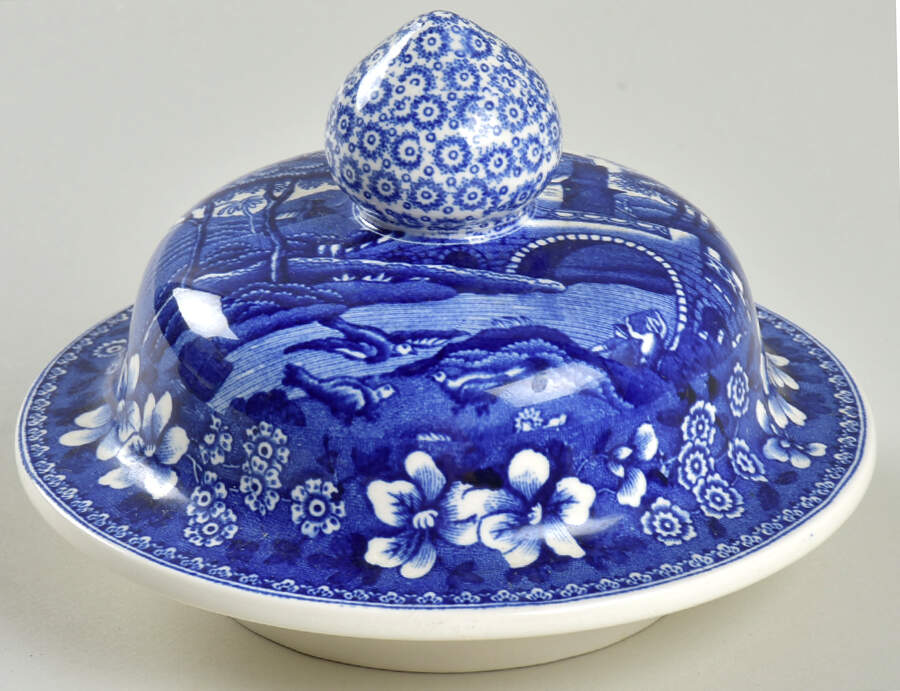 Tower Blue (Newer Backstamp) Lid for Medium Ginger Jar by Spode-1