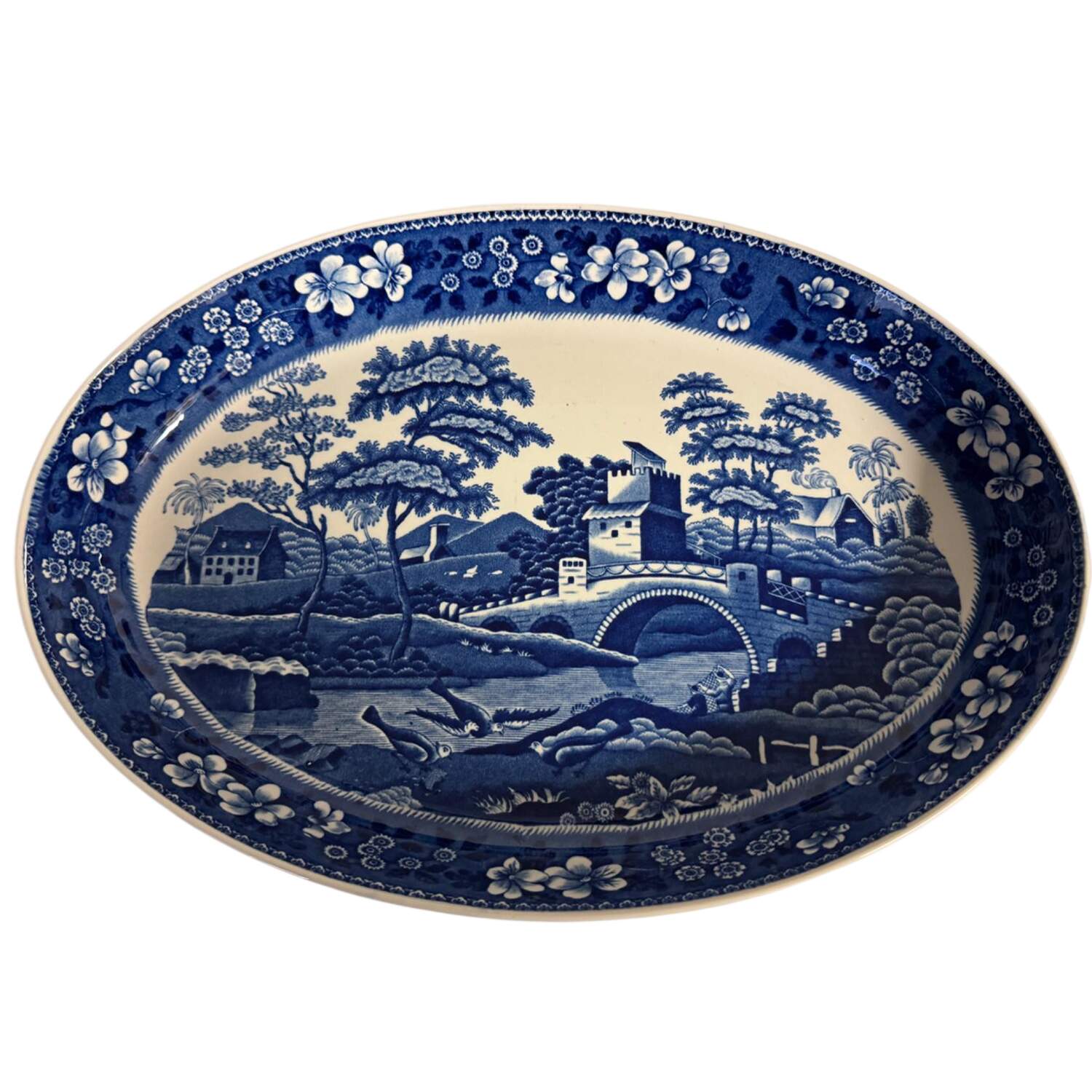 Tower Blue (Newer Backstamp) 14" Oval Baker by Spode-1