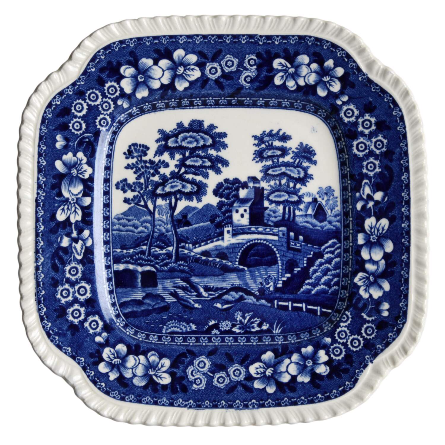 Tower Blue (Newer Backstamp) Square Bread & Butter Plate by Spode-1