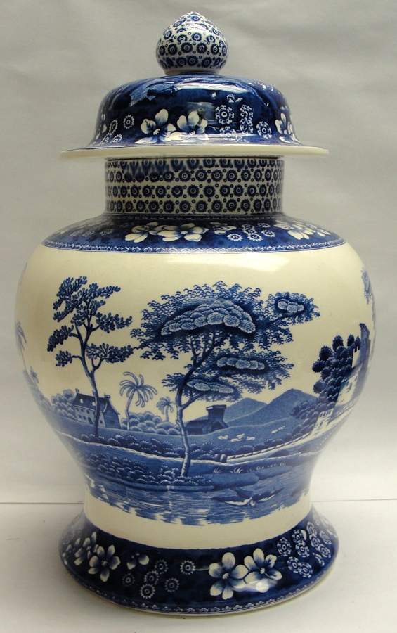 Tower Blue (Newer Backstamp) Large Ginger Jar & Lid by Spode-1