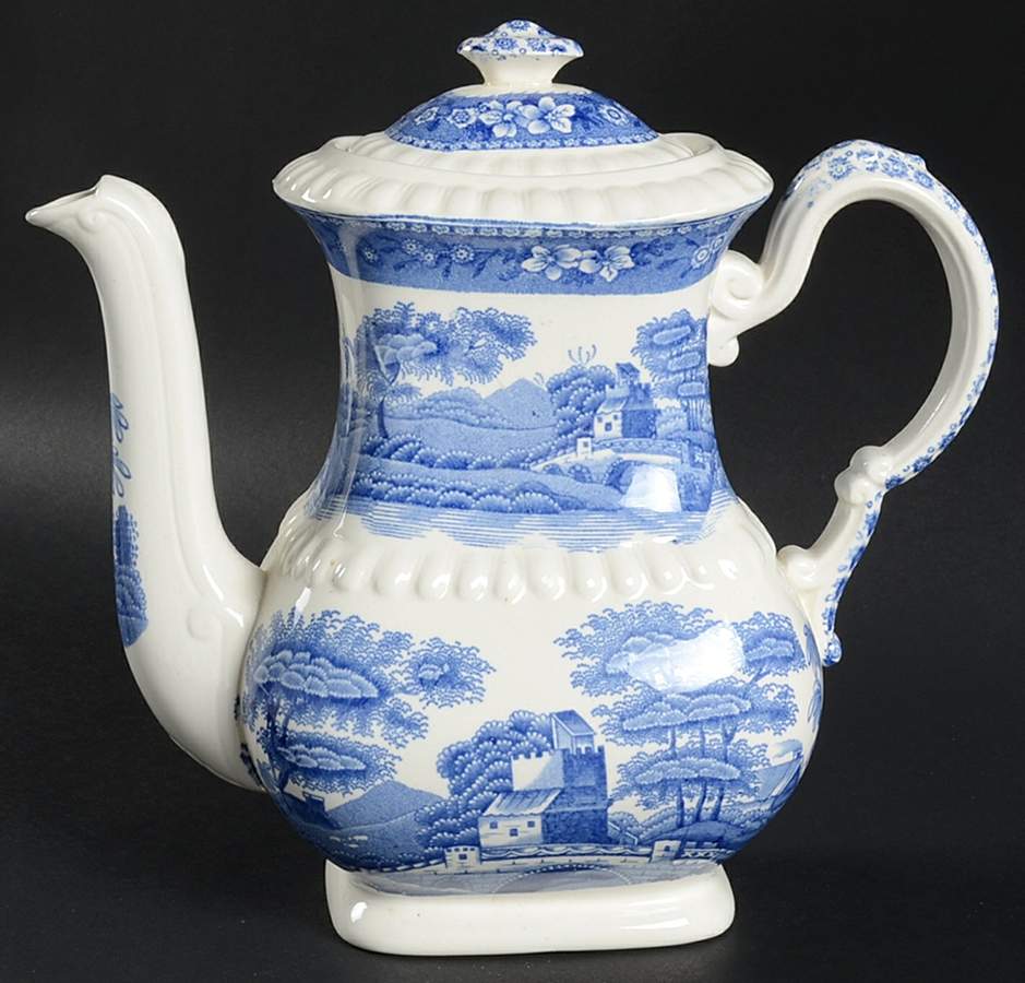 Tower Blue (Newer Backstamp) Small Coffee Pot & Lid by Spode-1