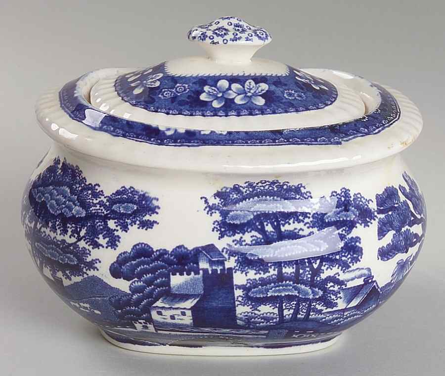 Tower Blue (Newer Backstamp) Sugar Bowl & Lid by Spode-1