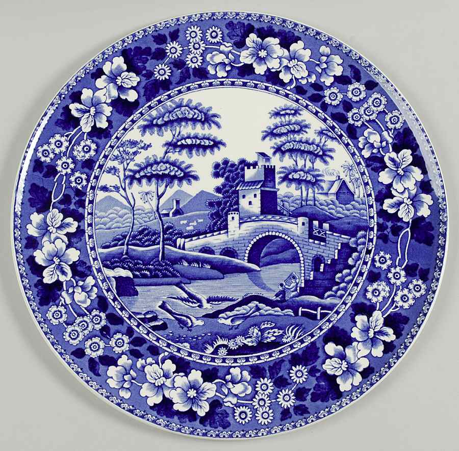 Tower Blue (Newer Backstamp) Round Torte Plate by Spode-1
