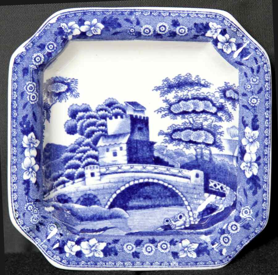Tower Blue (Newer Backstamp) Small Ashtray by Spode-1