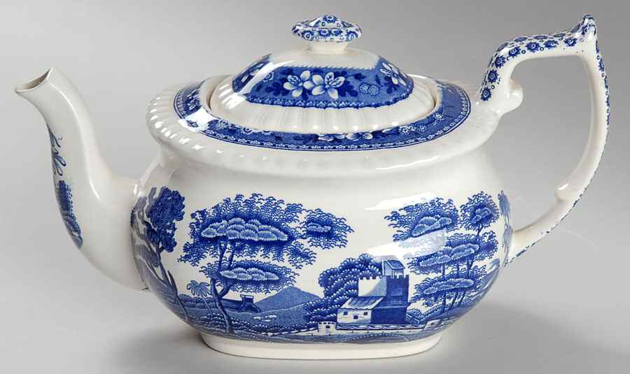 Tower Blue (Newer Backstamp) Mini Teapot & Lid by Spode-1