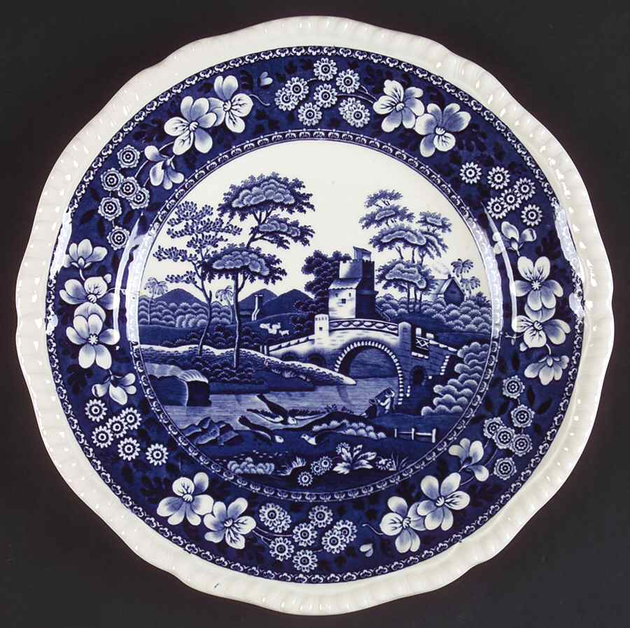 Tower Blue (Newer Backstamp) Luncheon Plate by Spode-1