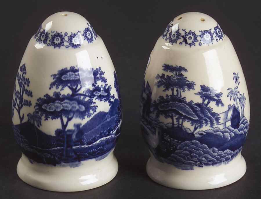 Tower Blue (Newer Backstamp) Salt & Pepper Set by Spode-1