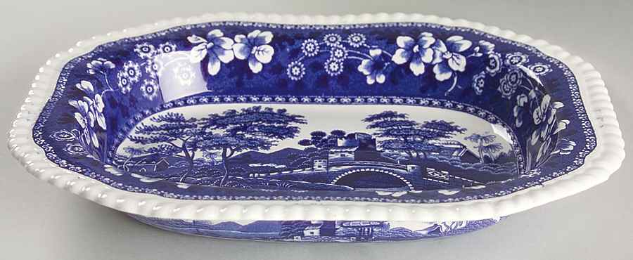Tower Blue (Newer Backstamp) 9" Oval Vegetable Bowl by Spode-1