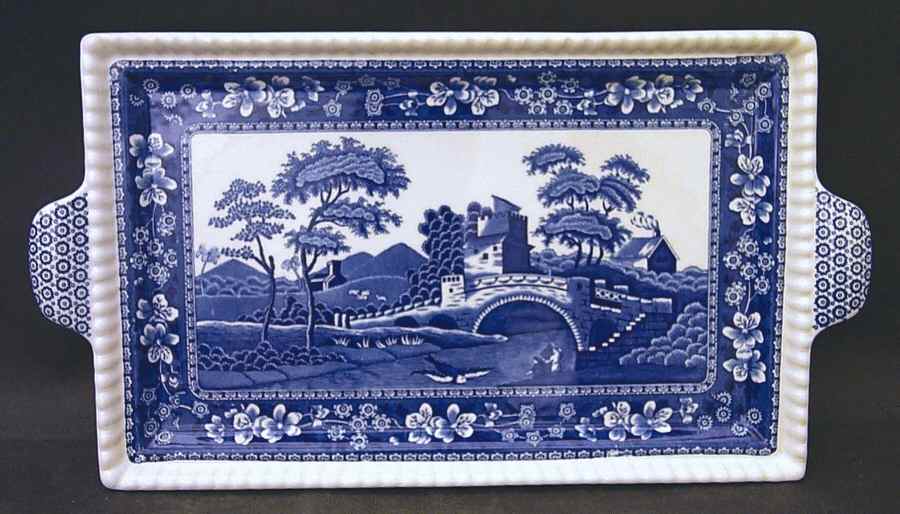 Tower Blue (Newer Backstamp) Large Sandwich Tray by Spode-1