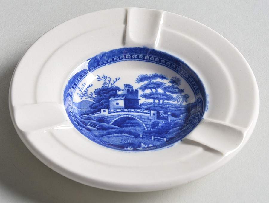 Tower Blue (No #, Older, Gadroon) Round Ashtray by Spode-1