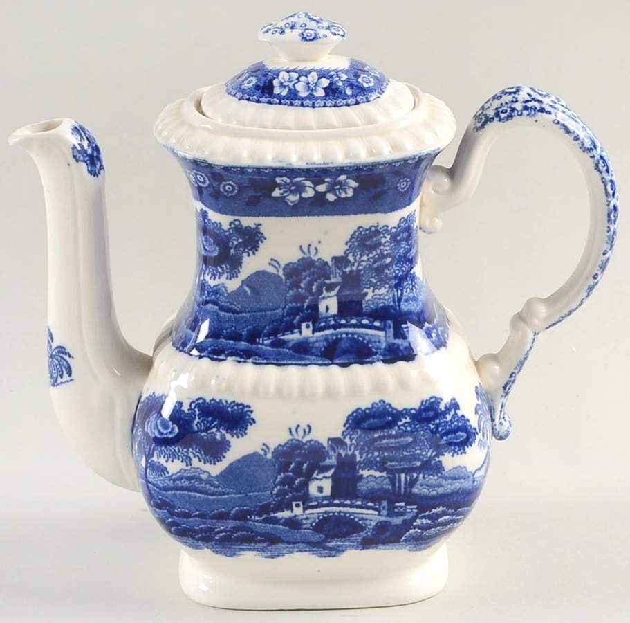 Tower Blue (No #, Older, Gadroon) Individual Coffee Pot & Lid by Spode-1