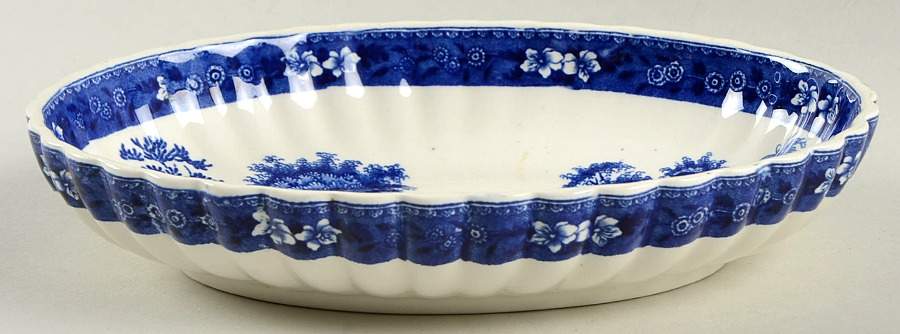 Tower Blue (No #, Older, Gadroon) 8" Oval Sweet Meat Dish by Spode-1