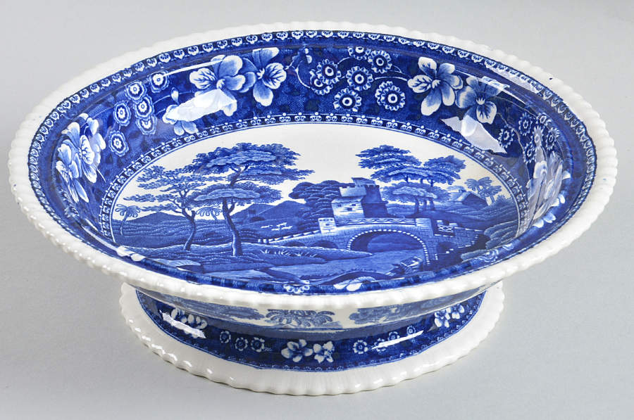 Tower Blue (No #, Older, Gadroon) Footed Round Vegetable No Lid by Spode-1