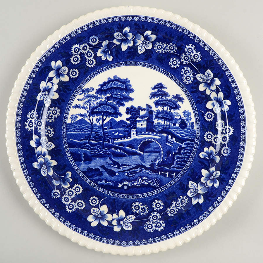 Tower Blue (No #, Older, Gadroon) 13" Chop Plate (Round Platter) by Spode-1