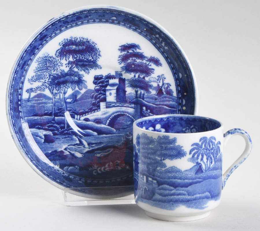 Tower Blue (No #, Older, Gadroon) Flat Demitasse Cup & Saucer Set by Spode-1