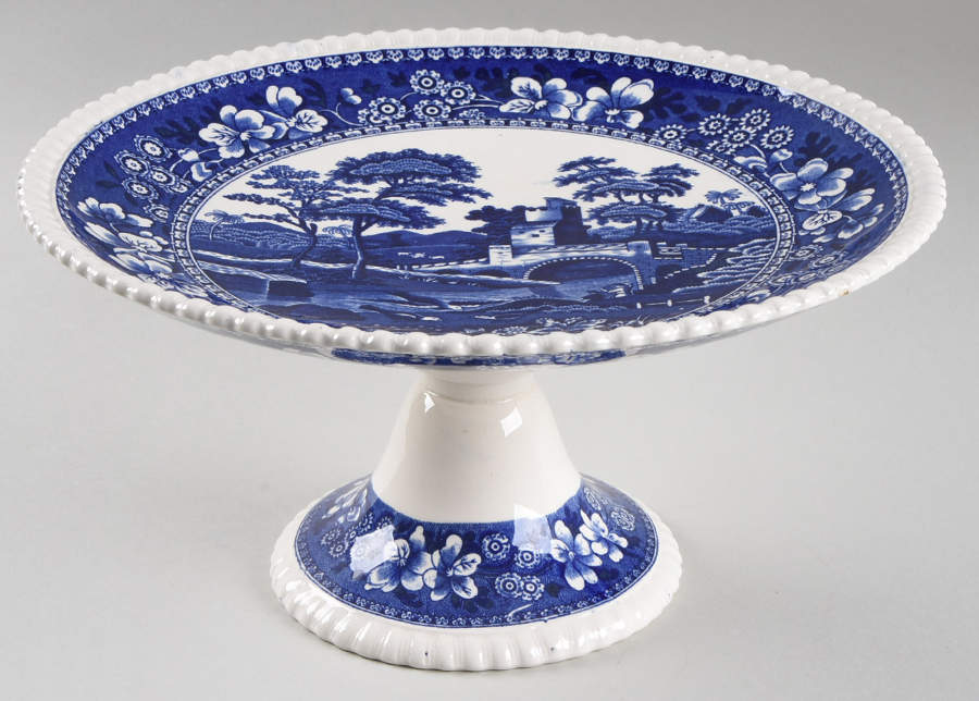 Tower Blue (No #, Older, Gadroon) Round Compote (Height X Width) by Spode-1