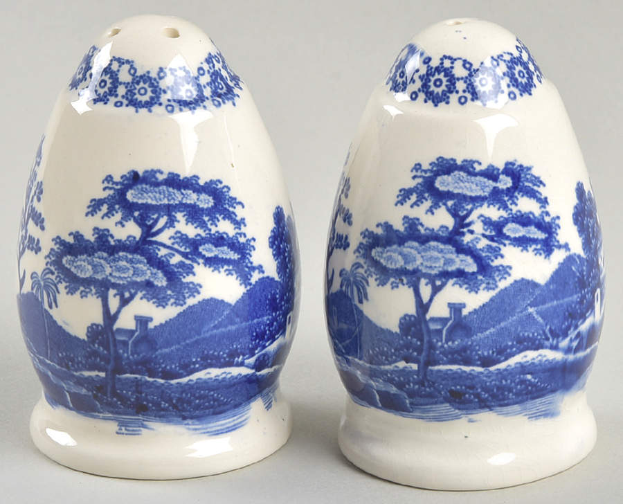 Tower Blue (No #, Older, Gadroon) Salt & Pepper Set by Spode-1