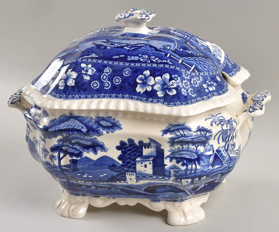 Tower Blue (No #, Older, Gadroon) Small Tureen & Lid by Spode-1
