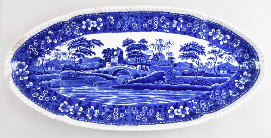 Tower Blue (No #, Older, Gadroon) 22" Fish Platter by Spode-1