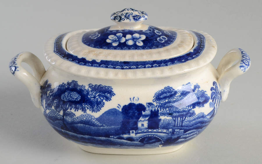 Tower Blue (No #, Older, Gadroon) Sugar Bowl & Lid by Spode-1