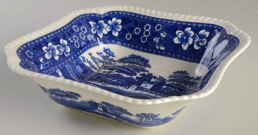 Tower Blue (No #, Older, Gadroon) 9" Square Vegetable Bowl by Spode-1
