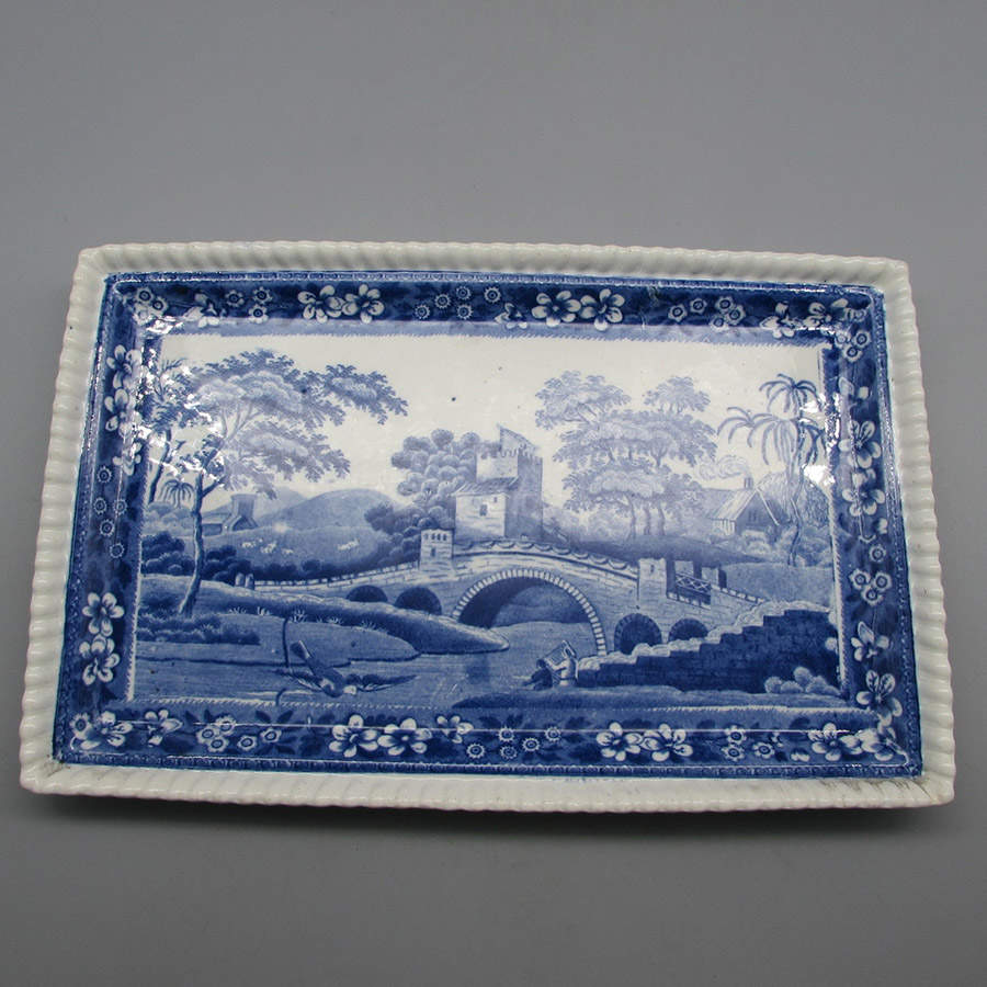 Tower Blue (No #, Older, Gadroon) Rectangular Tray 11" by Spode-1