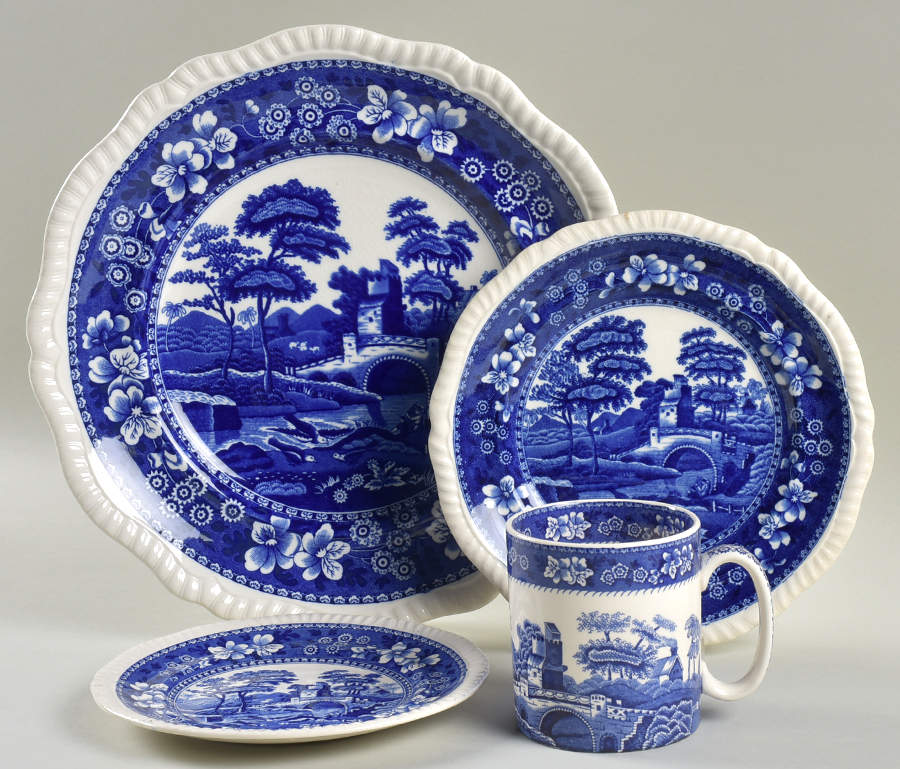 Tower Blue (No #, Older, Gadroon) 4 Piece Place Setting by Spode-1