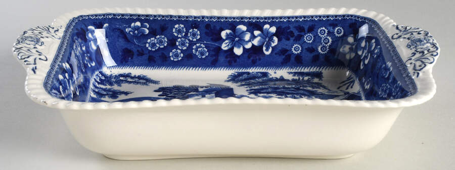 Tower Blue (No #, Older, Gadroon) 11" Rectangular Vegetable Bowl by Spode-1