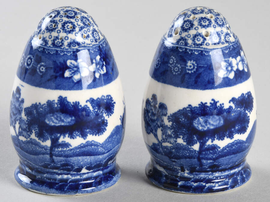 Tower Blue (No #, Older, Gadroon) Salt & Pepper Set by Spode-1